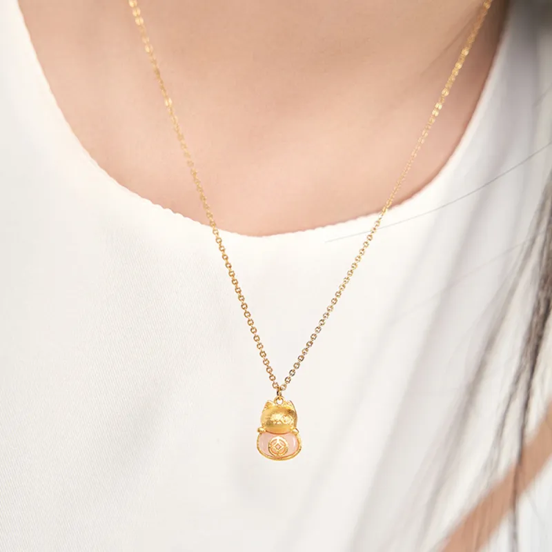 The British Museum Gold Plated Copper, Furong Stone Necklaces Unisex-3