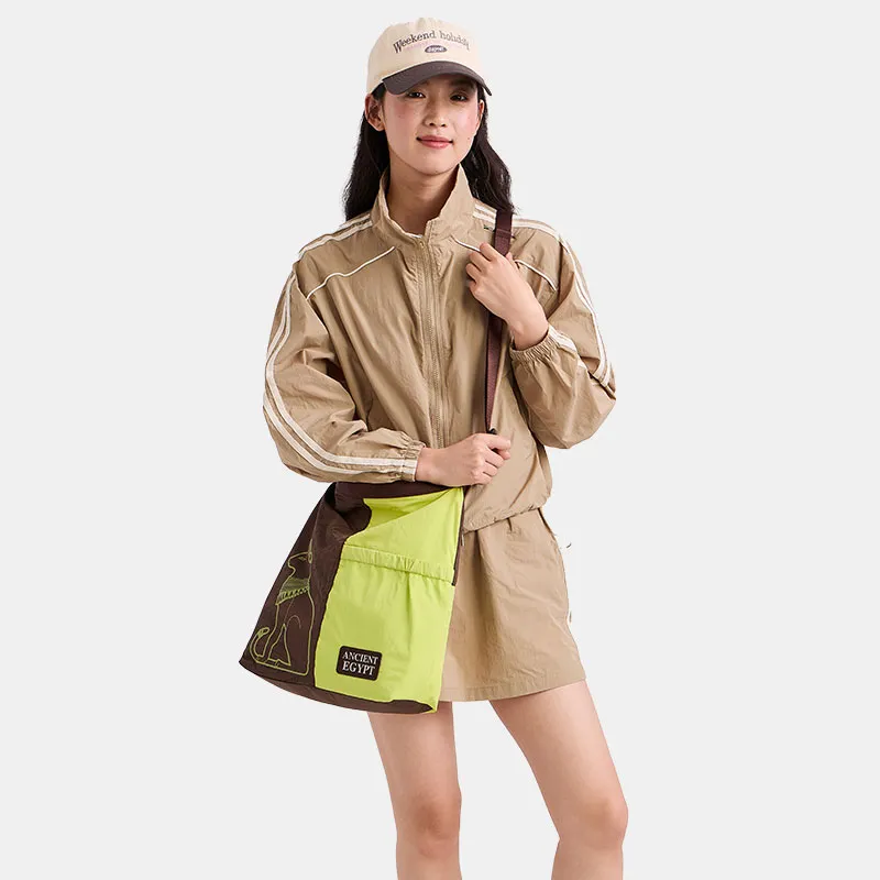 The British Museum Fabric Crossbody Bag Regular Unisex Green & Brown-2
