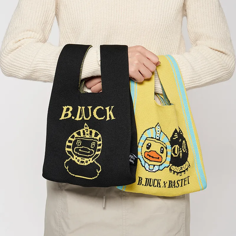 The British Museum Fabric Handbag Regular Unisex Black/Yellow-1