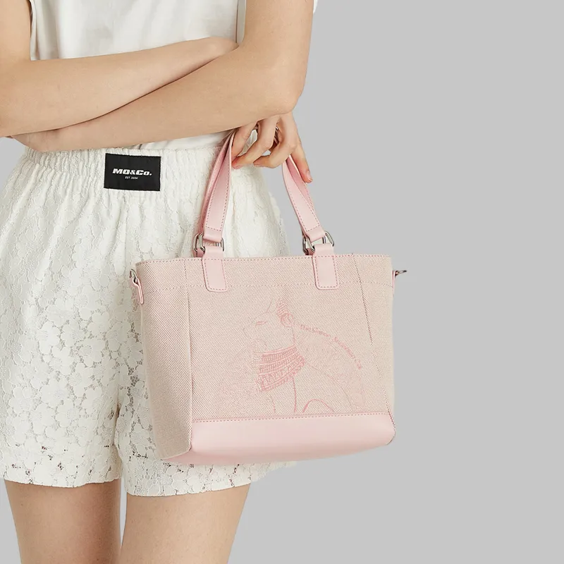 The British Museum Canvas Synthetic Leather Patchwork Fabric Crossbody Bag Canvas Bag Regular Women's Pink-1