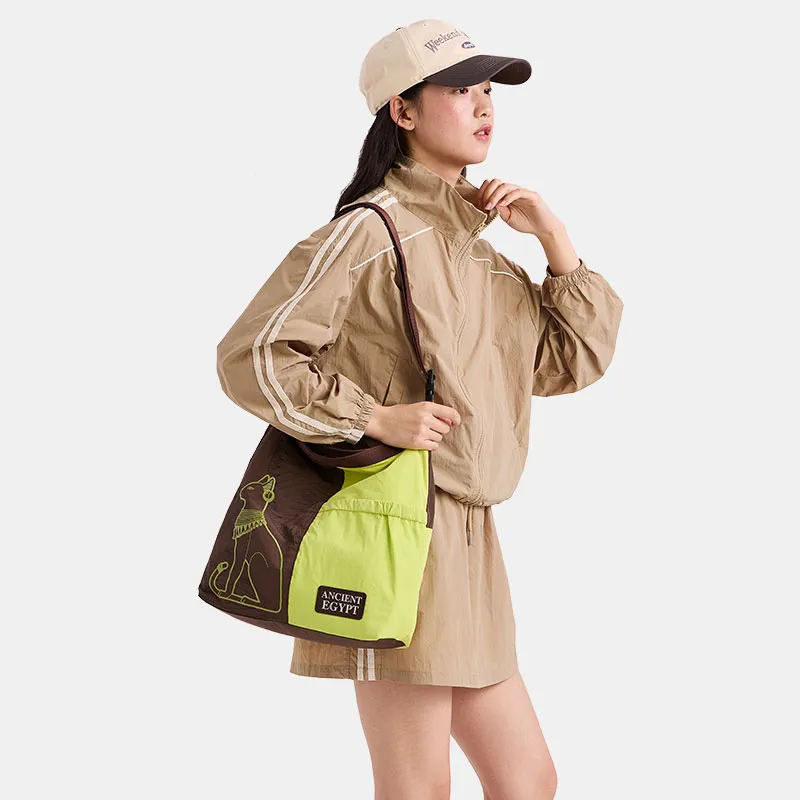 The British Museum Fabric Crossbody Bag Regular Unisex Green & Brown-1