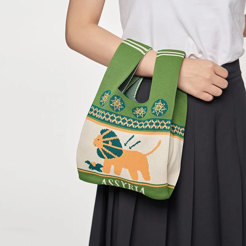 The British Museum Polyester Handbag Regular Unisex Green & White-2