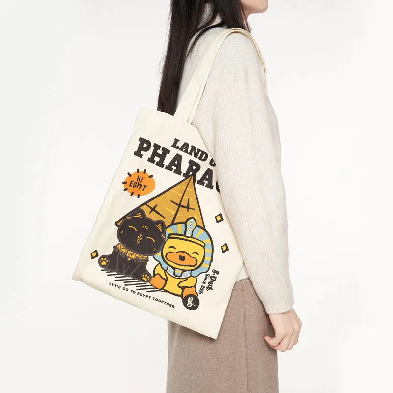 The British Museum Canvas Bag Shoulder Bags Regular Unisex White/Yellow-1