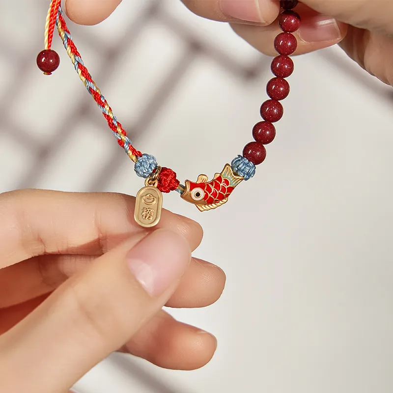 The British Museum Cinnabar Jade Bracelet With Cord Unisex-1
