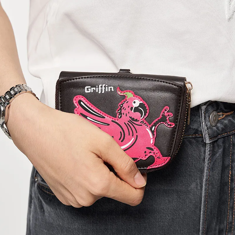 The British Museum Synthetic Leather Keychain Card Holder Pendant Coin Purse Regular Unisex Brown/Pink-2
