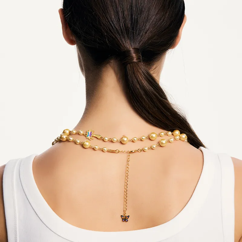 STUGAZI Copper 24K Gold Plated Shell Pearl Necklaces Women's-1