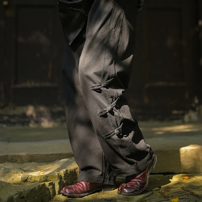 SANSHENGLIUBU Casual Pants Unisex Black-5