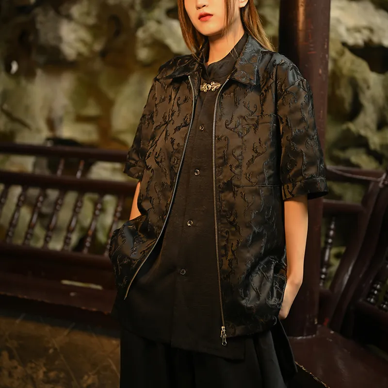 SANSHENGLIUBU Shirt Unisex Black-4