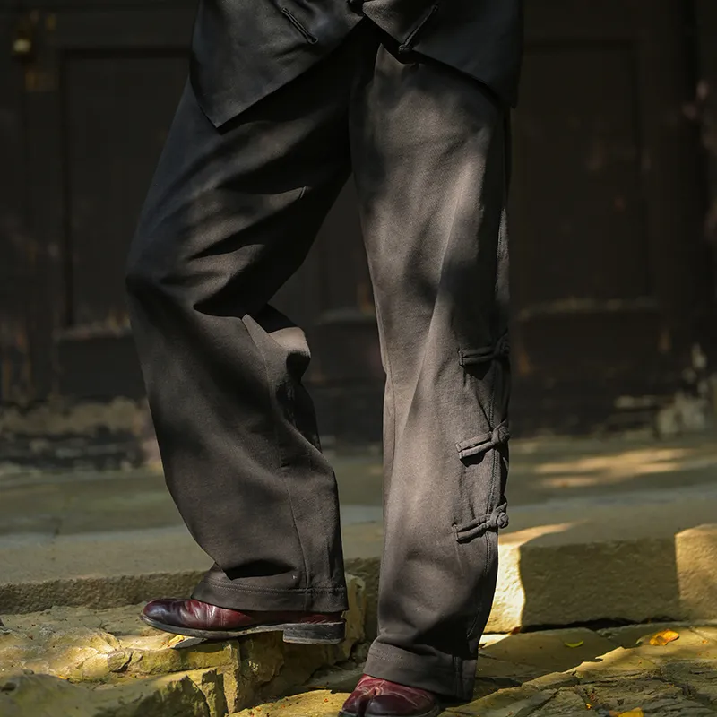 SANSHENGLIUBU Casual Pants Unisex Black-2