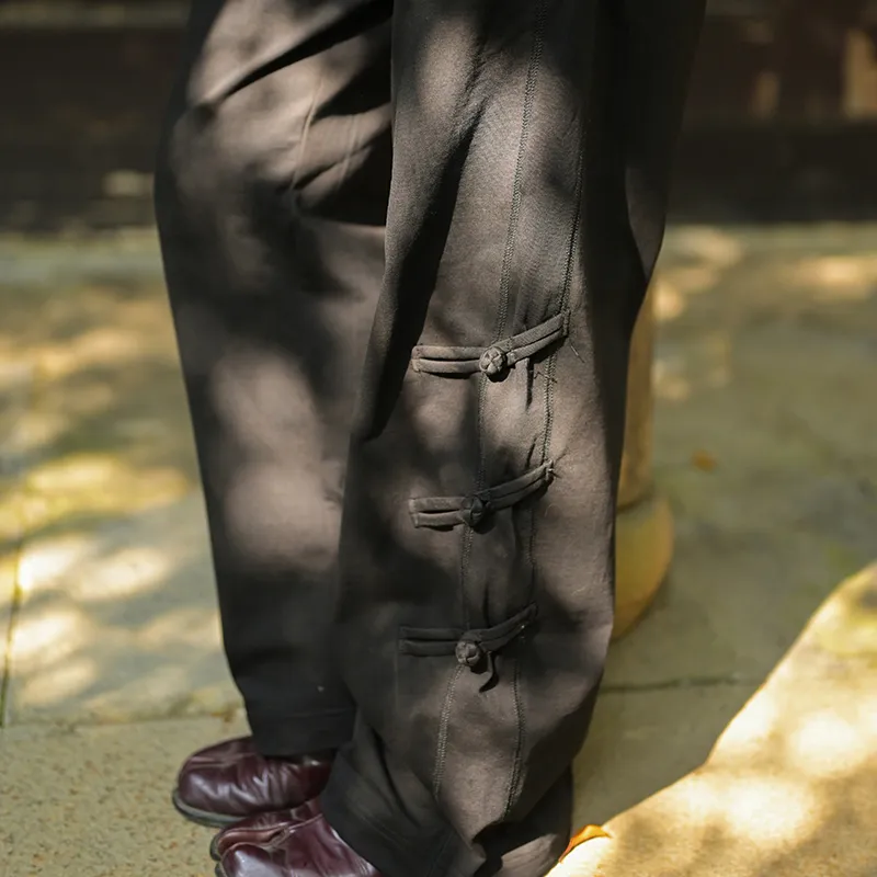SANSHENGLIUBU Casual Pants Unisex Black-3