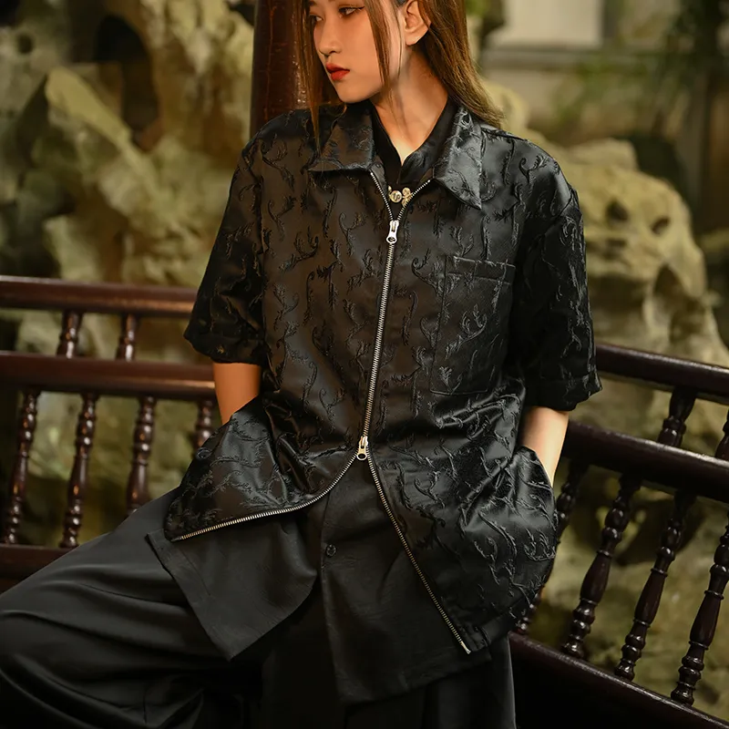 SANSHENGLIUBU Shirt Unisex Black-5