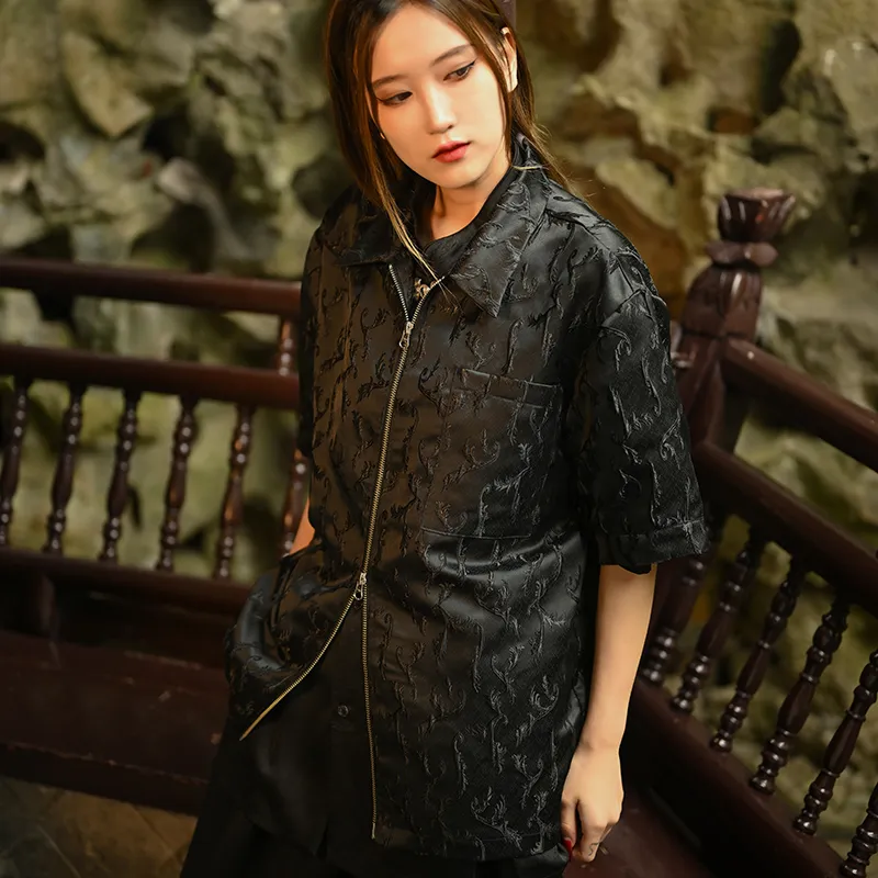 SANSHENGLIUBU Shirt Unisex Black-6
