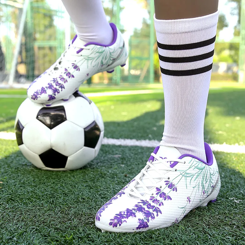 ROBINHOOD Kids' Soccer Shoes Purple Ink Painting Teenagers-5