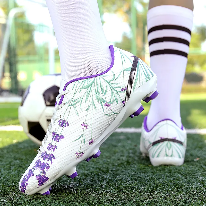 ROBINHOOD Kids' Soccer Shoes Purple Ink Painting Teenagers-2