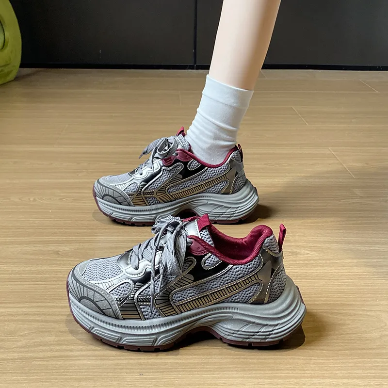Green Feet Shock Absorbers With Slip Resistant And Abrasion Resistant Properties Low Top Chunky Sneakers Women's-1