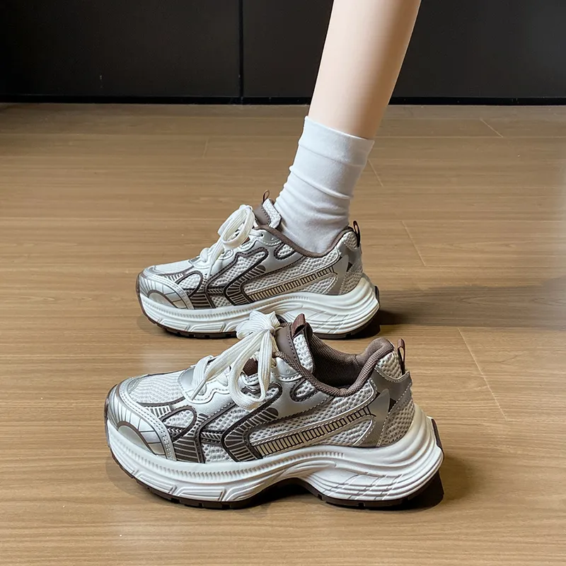 Green Feet Shock Absorbers With Slip Resistant And Abrasion Resistant Properties Low Top Chunky Sneakers Women's-3