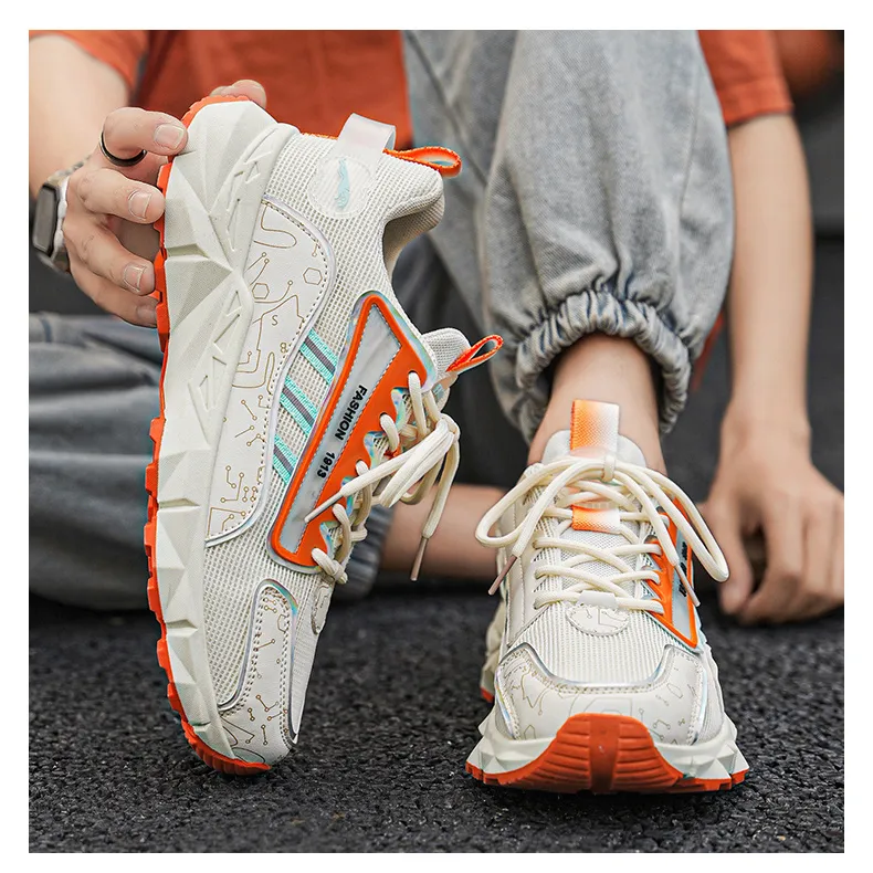 Green Feet Anti Slip Wear Resistant Low Top Chunky Sneakers Men's-5