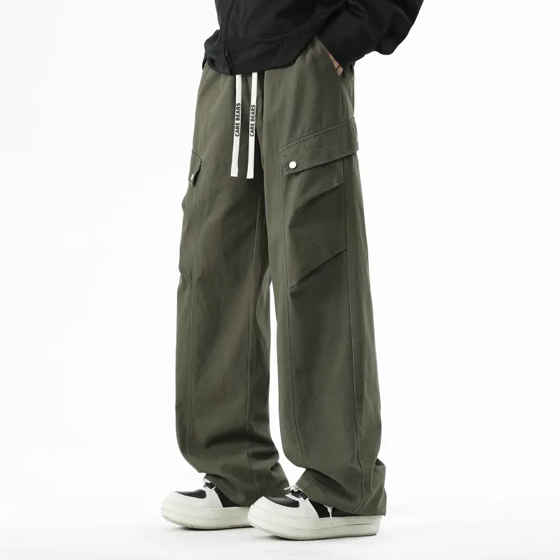 CAREBEARS Casual Pants Unisex Army Green-3