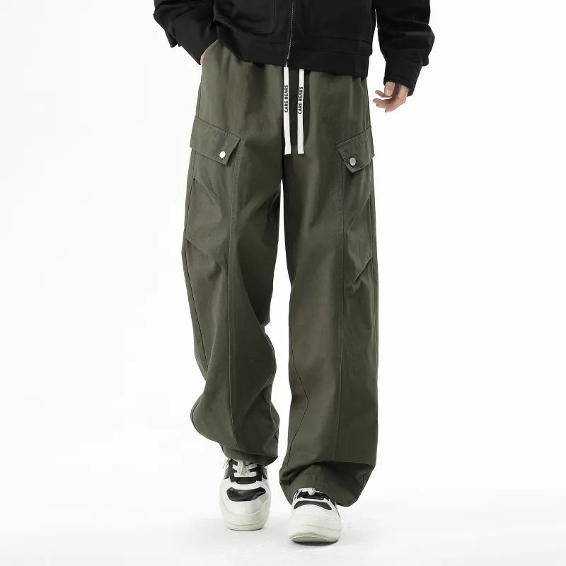 CAREBEARS Casual Pants Unisex Army Green-2