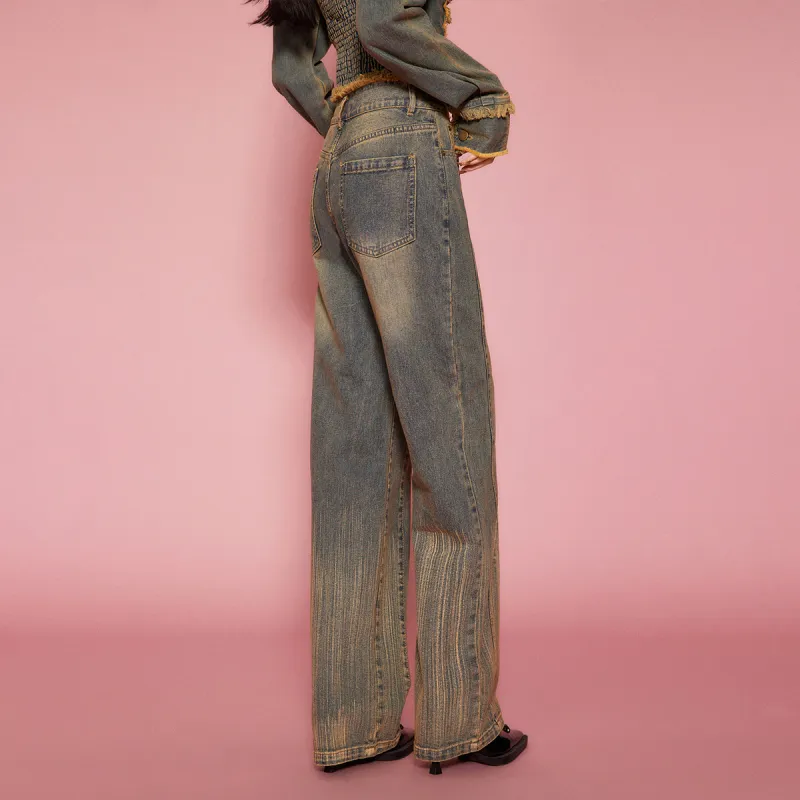 LA CRAWFISH Jeans Women's Vintage Denim Blue-4
