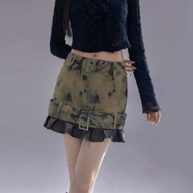 LA CRAWFISH Casual Short Skirts Women's Dark Brown-2