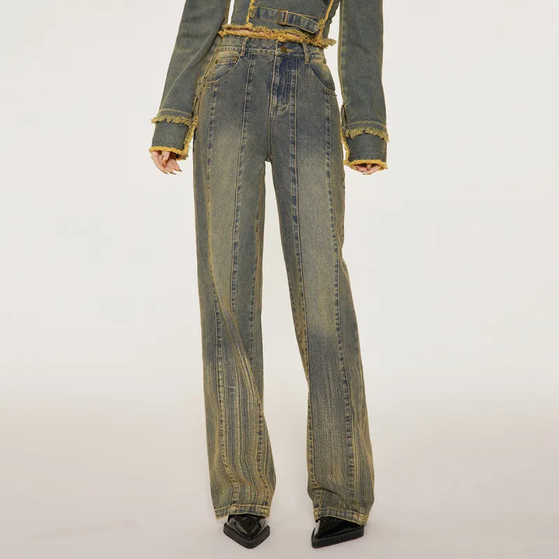 LA CRAWFISH Jeans Women's Vintage Denim Blue-3