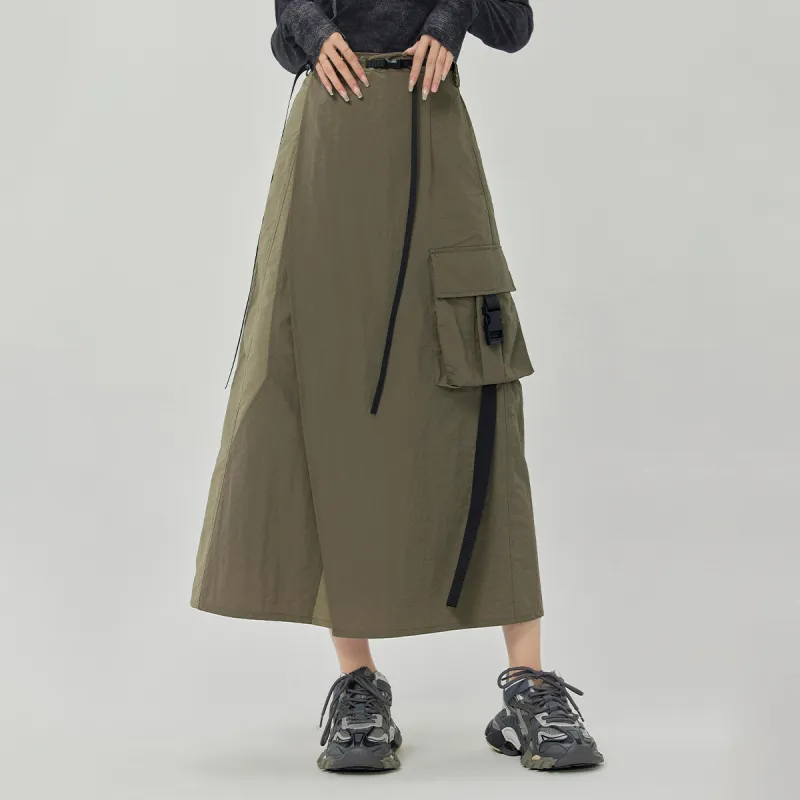 LA CRAWFISH Casual Long Skirt Women's Warm Umber Green-2