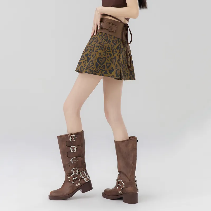LA CRAWFISH Casual Short Skirts Women's Sweetheart Leopard Print-4