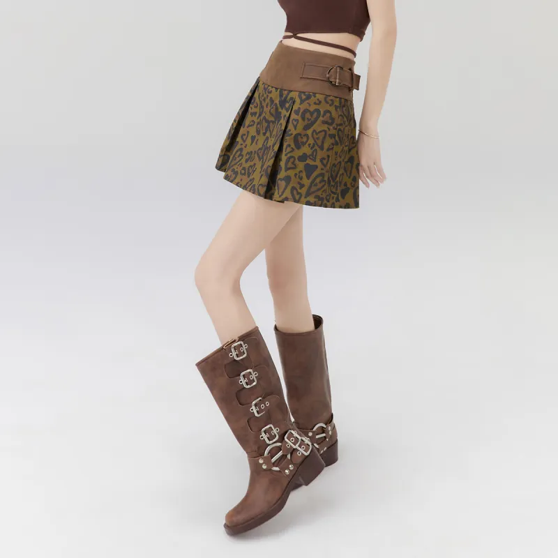 LA CRAWFISH Casual Short Skirts Women's Sweetheart Leopard Print-3