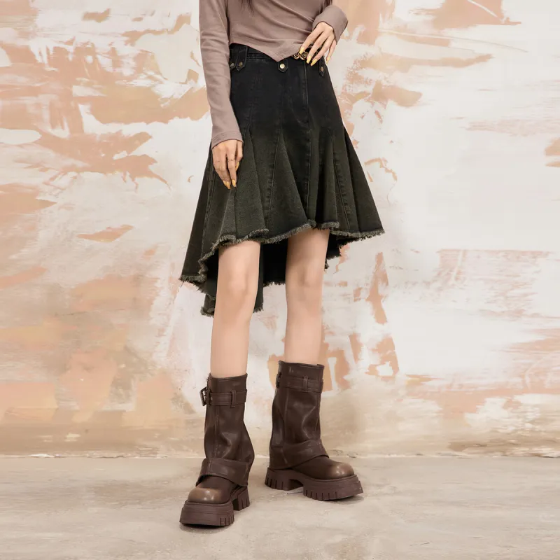 LA CRAWFISH Denim Short Skirts Women's-10