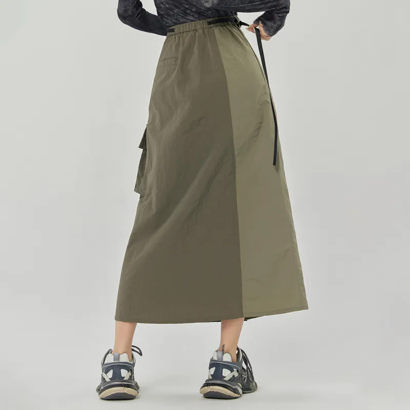 LA CRAWFISH Casual Long Skirt Women's Warm Umber Green-4