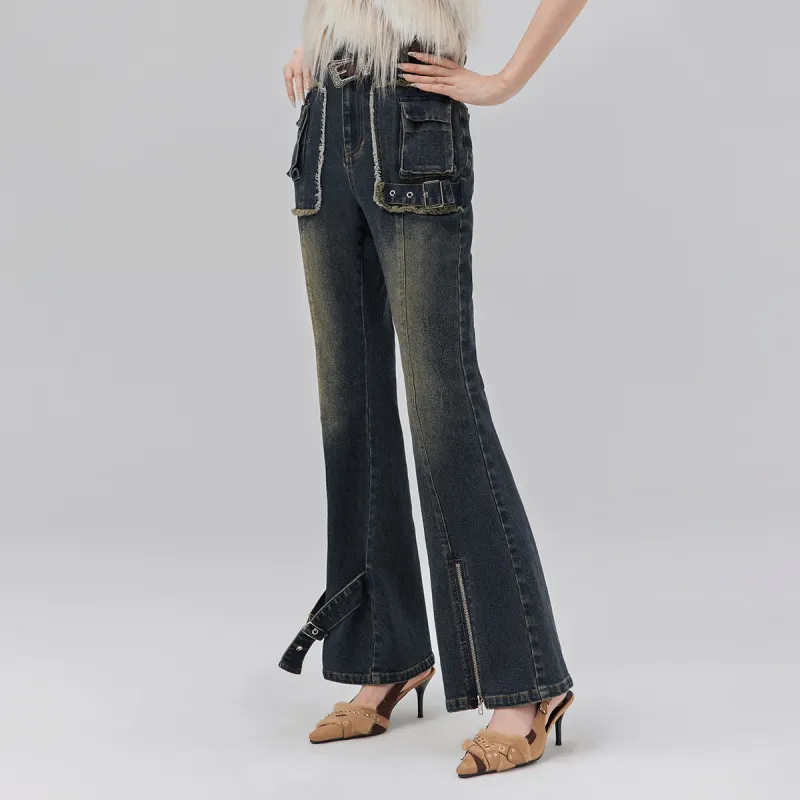 LA CRAWFISH Jeans Women's Vintage Denim Blue-2
