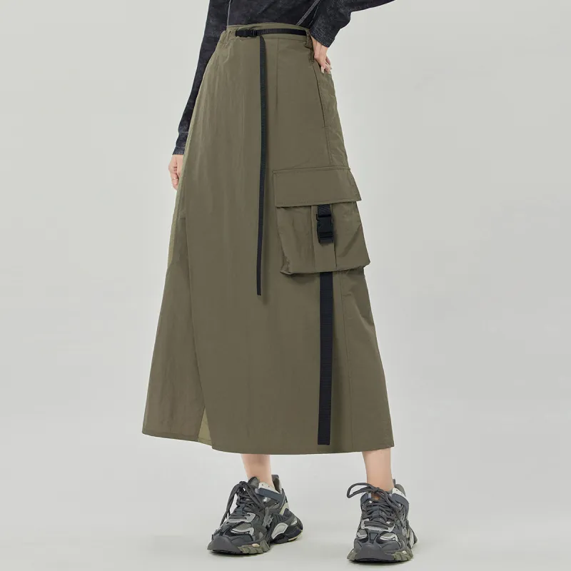 LA CRAWFISH Casual Long Skirt Women's Warm Umber Green-5