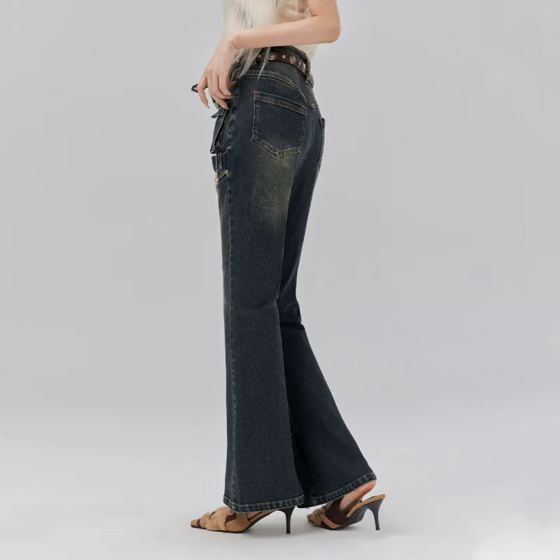 LA CRAWFISH Jeans Women's Vintage Denim Blue-4