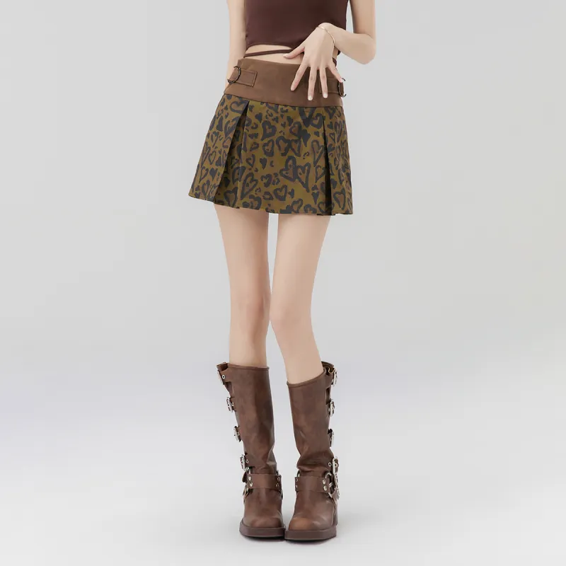 LA CRAWFISH Casual Short Skirts Women's Sweetheart Leopard Print-2