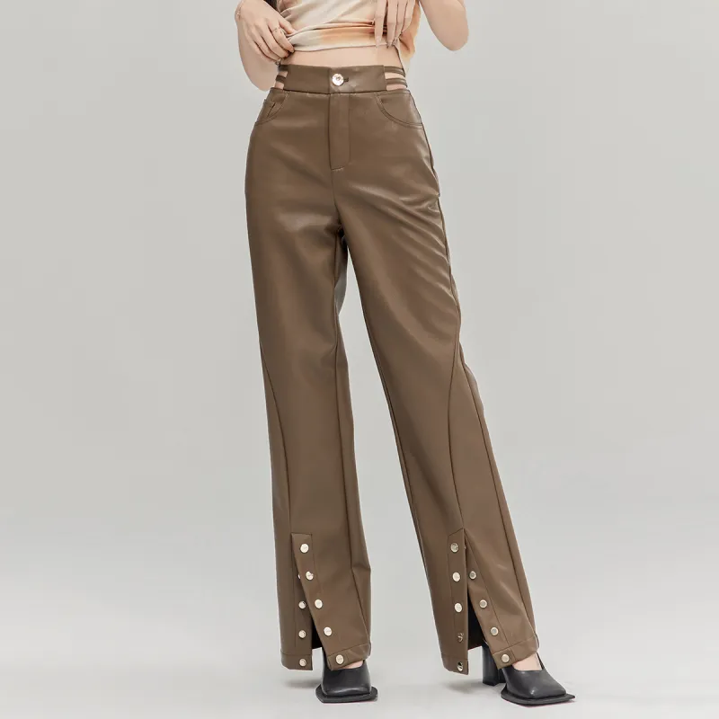 LA CRAWFISH Leather Pants Women's-3