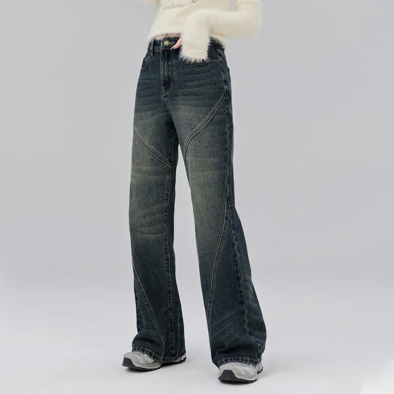 LA CRAWFISH Jeans Women's Washed Blue Green-4