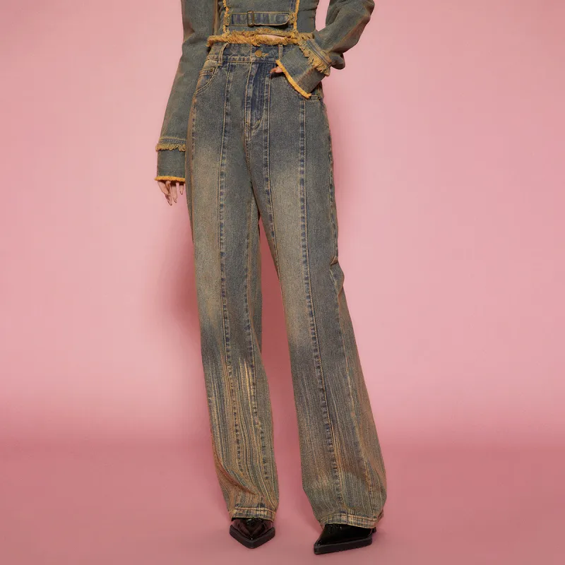 LA CRAWFISH Jeans Women's Vintage Denim Blue-2