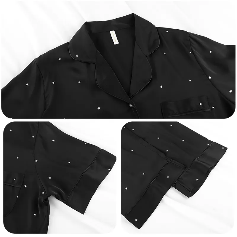 ROMANTIC·SPRING Pajama Set Women's Black-2