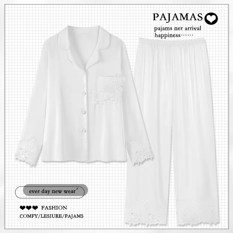 ROMANTIC·SPRING Pajama Set Women's White-1