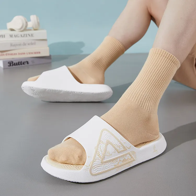 PEAK State Pole Classic Drag Quiet Slip Resistant Cushioning Slide Slippers Unisex White Light Khaki-6