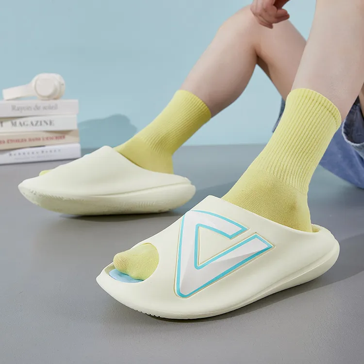 PEAK Very Small Fat Drag Quiet Slip Resistant Abrasion Resistant Slide Slippers Men's Light Yellow-5