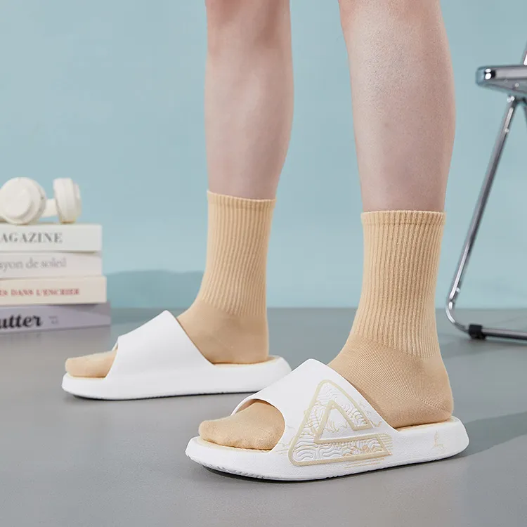 PEAK State Pole Classic Drag Quiet Slip Resistant Cushioning Slide Slippers Unisex White Light Khaki-4