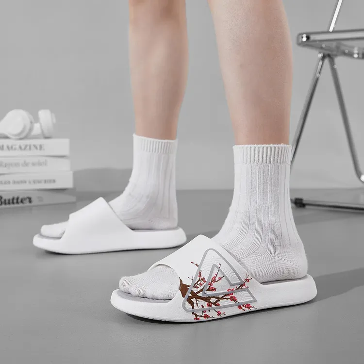PEAK State Pole Classic Drag Quiet Slip Resistant Abrasion Resistant Slide Slippers Unisex Ivory/Gray-4