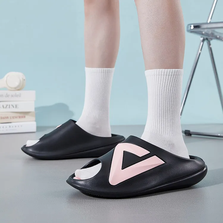 PEAK Very Small Fat Drag Slip Resistant Abrasion Resistant Cushioning Slide Slippers Unisex Black Pink-4