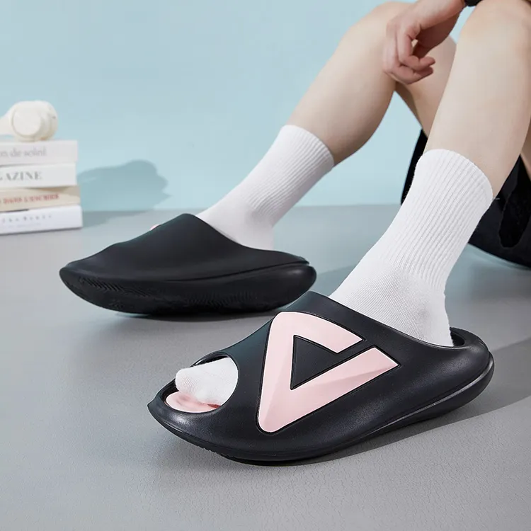 PEAK Very Small Fat Drag Slip Resistant Abrasion Resistant Cushioning Slide Slippers Unisex Black Pink-6
