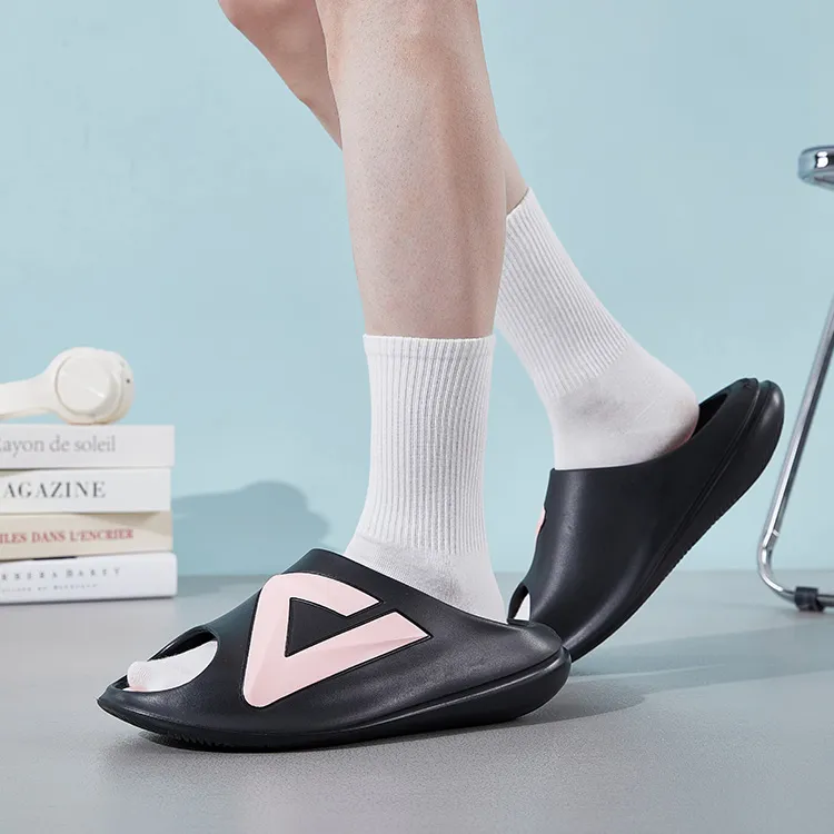 PEAK Very Small Fat Drag Slip Resistant Abrasion Resistant Cushioning Slide Slippers Unisex Black Pink-7