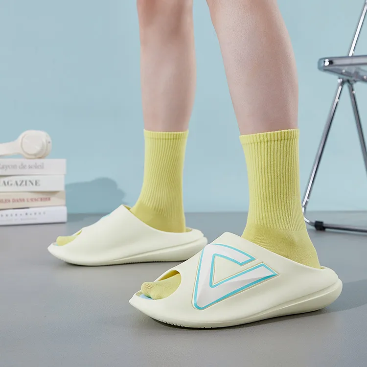 PEAK Very Small Fat Drag Quiet Slip Resistant Abrasion Resistant Slide Slippers Men's Light Yellow-4