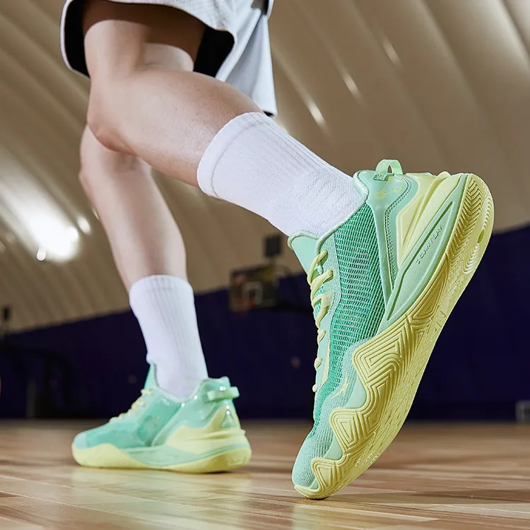 PEAK Basketball Shoes Men Low Top Bright Grass Green-6