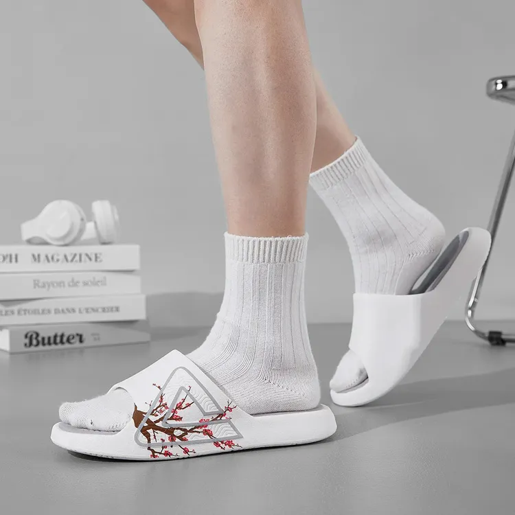PEAK State Pole Classic Drag Quiet Slip Resistant Abrasion Resistant Slide Slippers Unisex Ivory/Gray-5